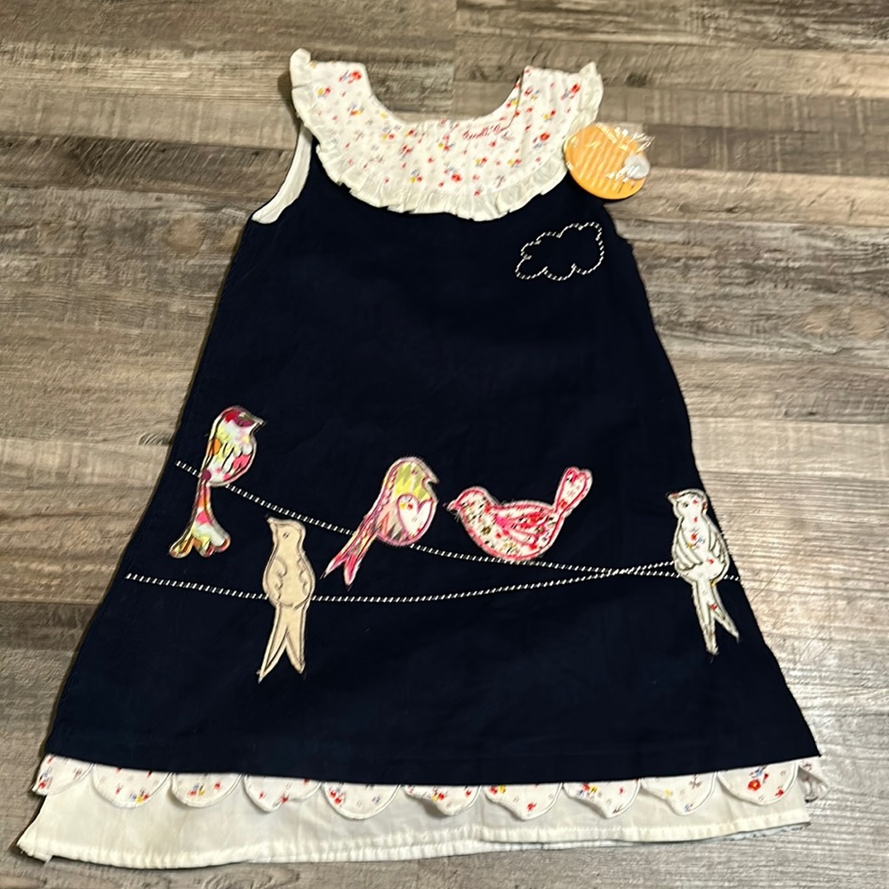 Little girls corduroy dress birds